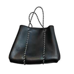 Prene Women's Black The Freddie Tote Bag Perforated Neoprene Roomy Scandi Boho